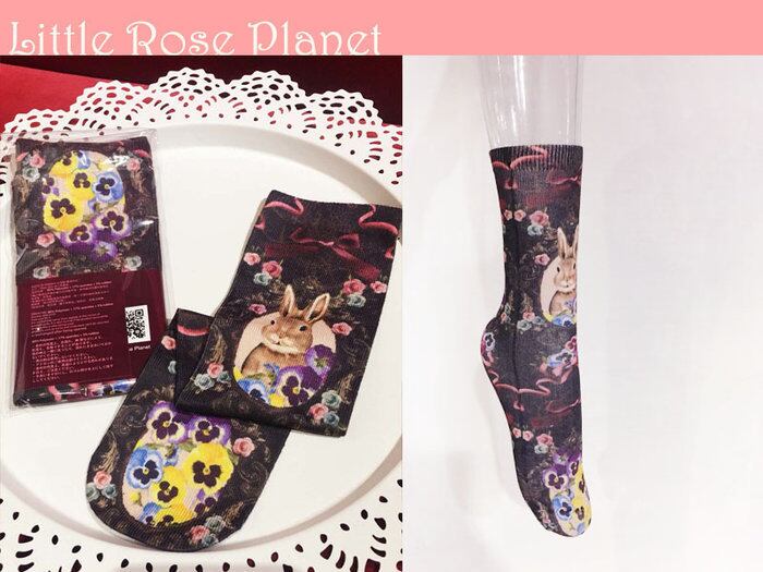 【Little Rose Planet】Garden Animals – Brown Rabbit Crew Socks