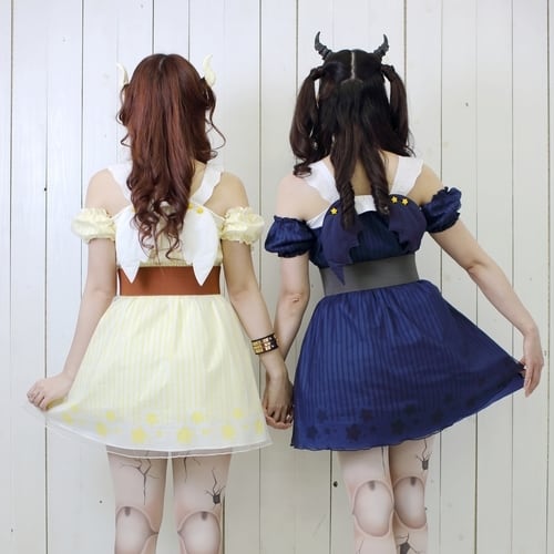 Angel & Devil Twin-Style One-Piece Dress Set