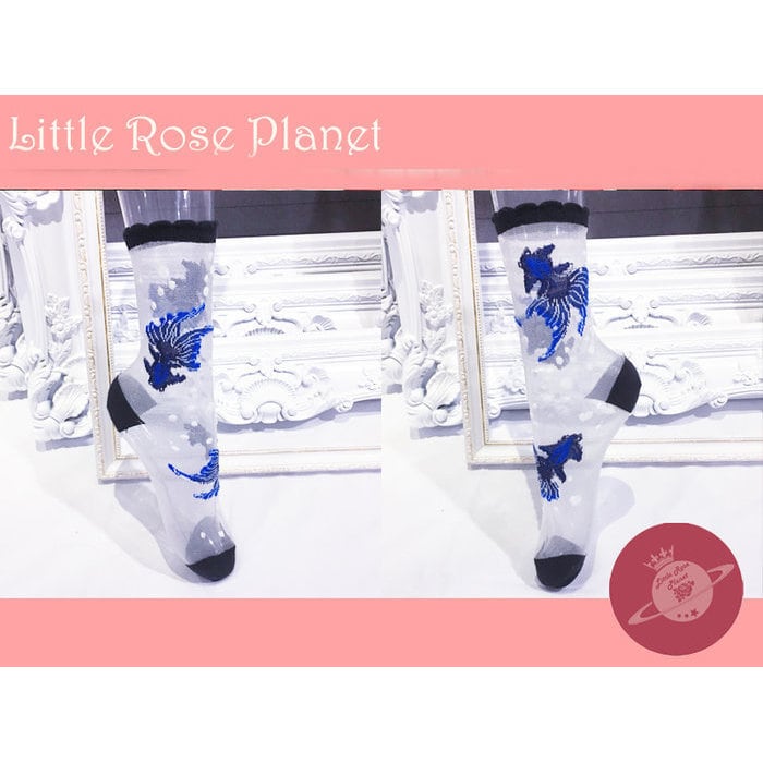 【Little Rose Planet】Crystal Goldfish Sheer Socks (BLUE)