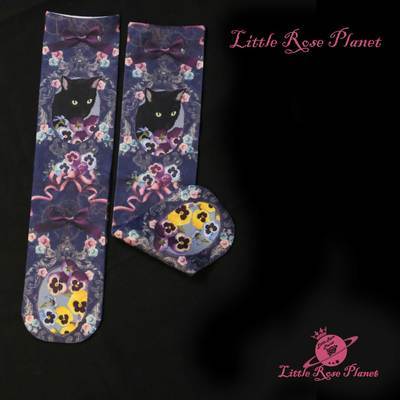 【Little Rose Planet】Garden Animals – Black Cat Crew Socks